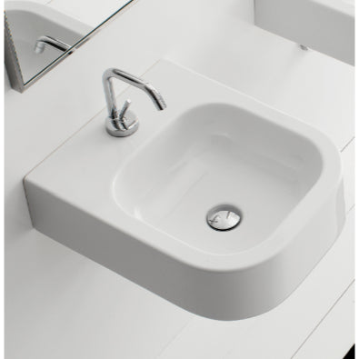 Square White Ceramic Wall Mounted or Vessel Sink