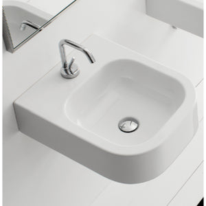 Square White Ceramic Wall Mounted or Vessel Sink