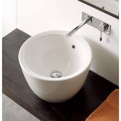 Round White Ceramic Vessel Sink