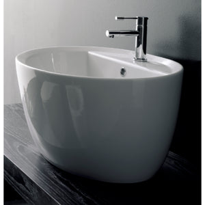 Oval-Shaped White Ceramic Vessel Sink