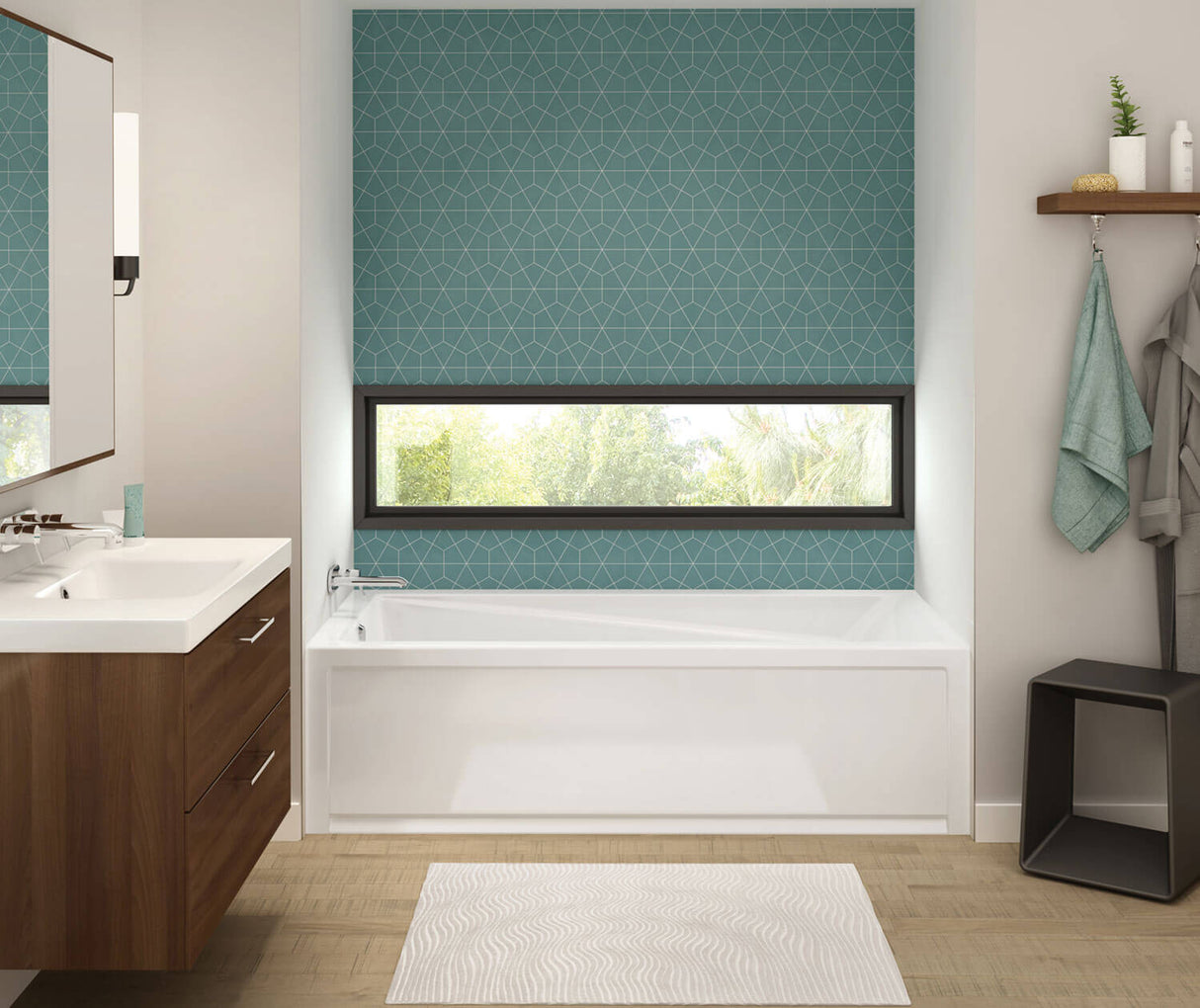 MAAX 106184-R-097-001 Exhibit 7236 IFS AFR Acrylic Alcove Right-Hand Drain Combined Whirlpool & Aeroeffect Bathtub in White