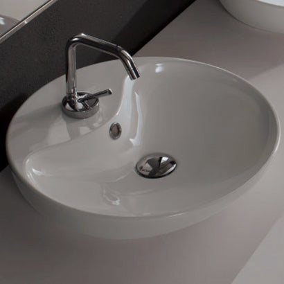 Round White Ceramic Vessel Sink