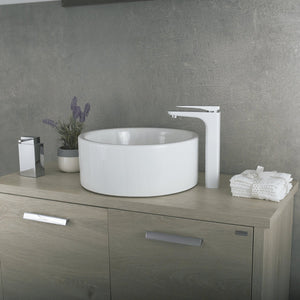 DAX Brass Single Handle Vessel Bathroom Basin Faucet, White DAX-805L-CW