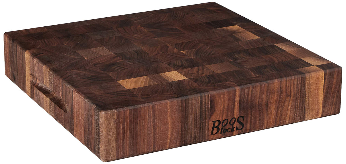 John Boos WAL-CCB151503 Block Classic Reversible Walnut Wood End Grain Chopping Block, 15 Inches x 3 15X15X3 WAL- ENDGR-REV-GRIPS