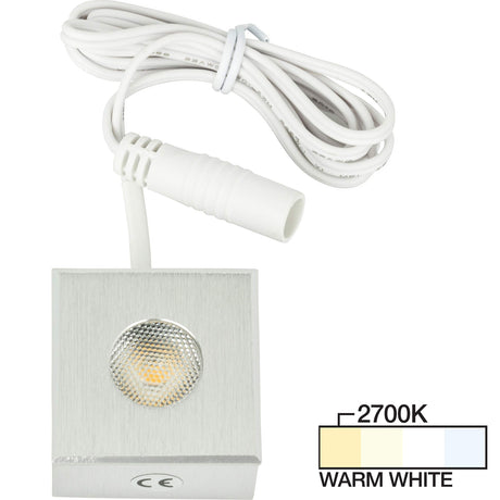 Task Lighting L-MS-CL-1BA-27 105 Lumen Brushed Aluminum Mini Square Puck Light, 2700K Warm White