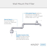 Gerber D205037BB Brushed Bronze Kinzie Wall Mount Pot Filler