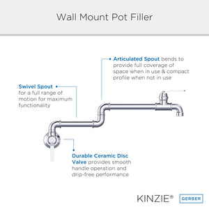 Gerber D205037 Chrome Kinzie Wall Mount Pot Filler