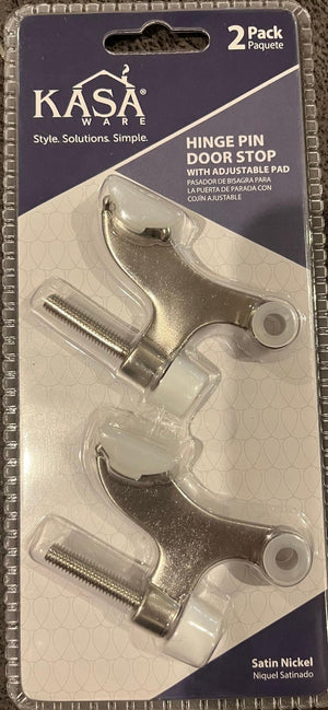 KasaWare KFD1-A-SN2 Hinge Pin Door Stop with Adjustable Pad, 2-pack