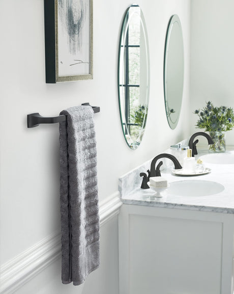 Amerock BH36013MB Matte Black Towel Bar 18 in (457 mm) Towel Rack Highland Ridge Bathroom Towel Holder Bathroom Hardware Bath Accessories