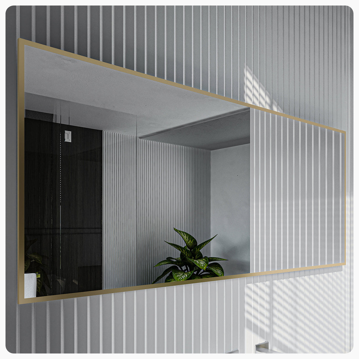 Eviva Gold 72" x 30" Rectangular Gold Metal Framed Mirror