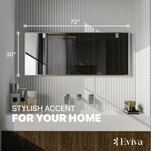 Eviva Gold 72" x 30" Rectangular Gold Metal Framed Mirror