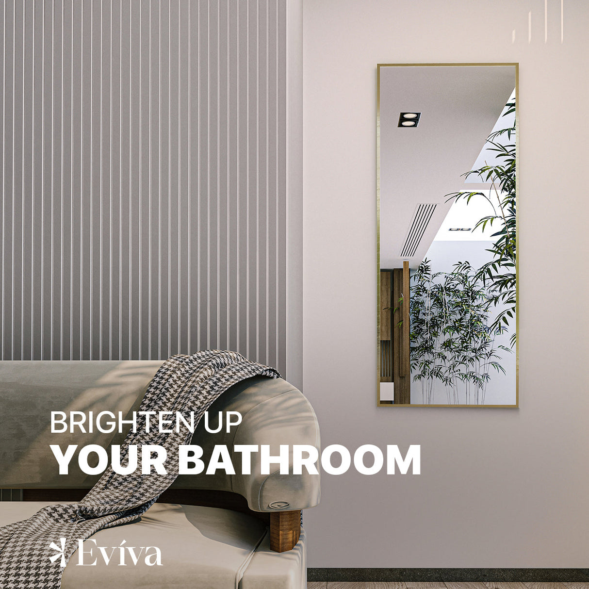 Eviva Gold 72" x 30" Rectangular Gold Metal Framed Mirror