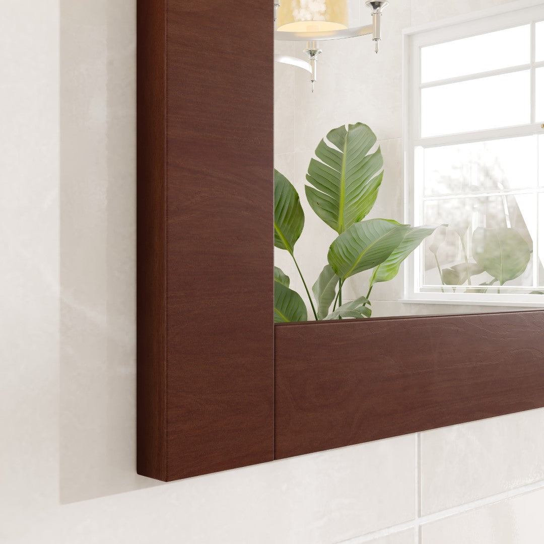 Eviva New York 60" x 30" Rectangular Brown Wooden Framed Mirror