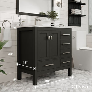 London 38 in. Espresso Single Sink Bath Vanity with Carrara Quartz Top and Undermount Porcelain Sink
