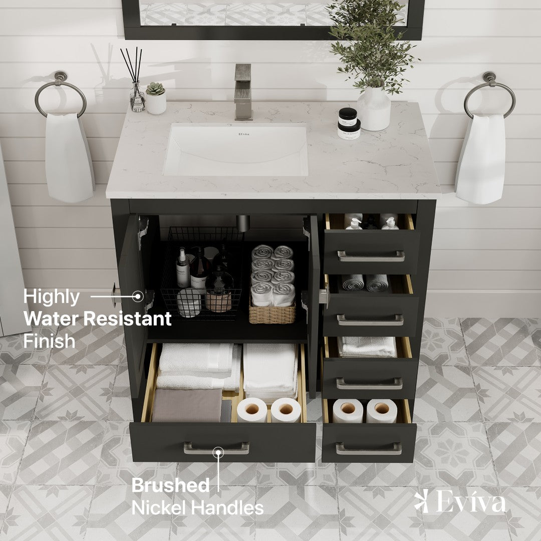 London 38 in. Espresso Single Sink Bath Vanity with Carrara Quartz Top and Undermount Porcelain Sink