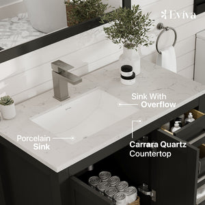 London 38 in. Espresso Single Sink Bath Vanity with Carrara Quartz Top and Undermount Porcelain Sink