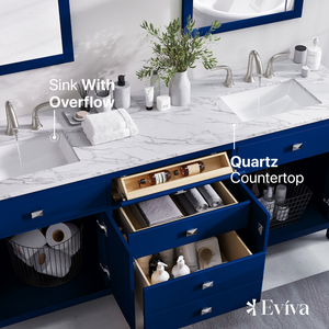 Artemis 72 in. Blue Double Sink  Bath Vanity with Engineered Top and Undermount Porcelain Sinks