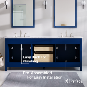 Artemis 72 in. Blue Double Sink  Bath Vanity with Engineered Top and Undermount Porcelain Sinks