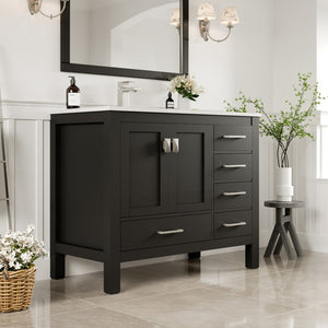 London 42 in. Espresso Single Sink Bath Vanity with Carrara Quartz Top and Undermount Porcelain Sink