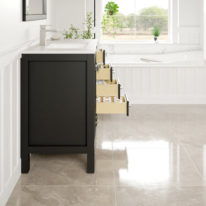 London 42 in. Espresso Single Sink Bath Vanity with Carrara Quartz Top and Undermount Porcelain Sink