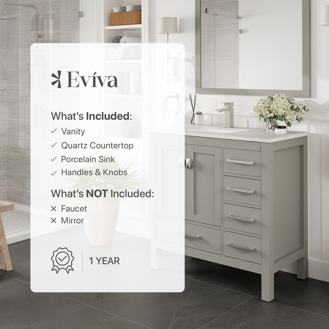 London 38 in. Gray Single Sink Bath Vanity with Carrara Quartz Top and Undermount Porcelain Sink