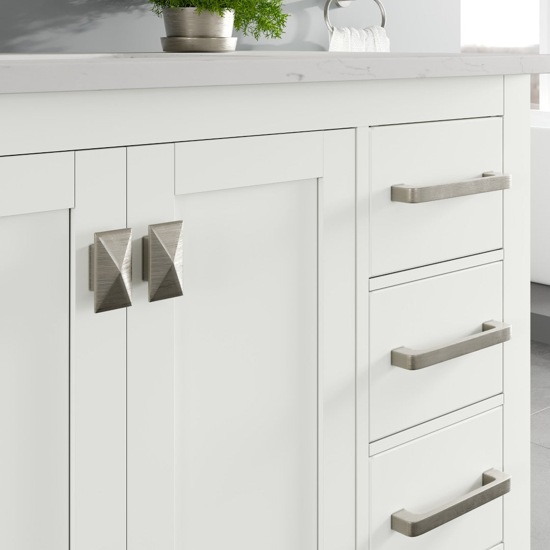 London 42 in. White Single Sink Bath Vanity with Carrara Quartz Top and Undermount Porcelain Sink