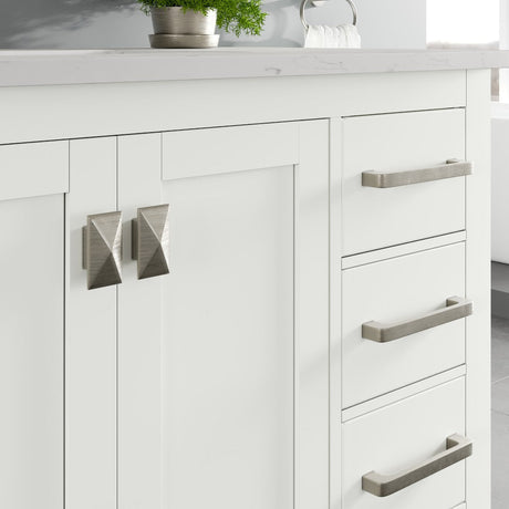 London 42 in. White Single Sink Bath Vanity with Carrara Quartz Top and Undermount Porcelain Sink