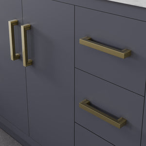 Curio 48 in. Dark Blue Single Sink Bath Vanity with Carrara Quartz Top and Undermount Porcelain Sink