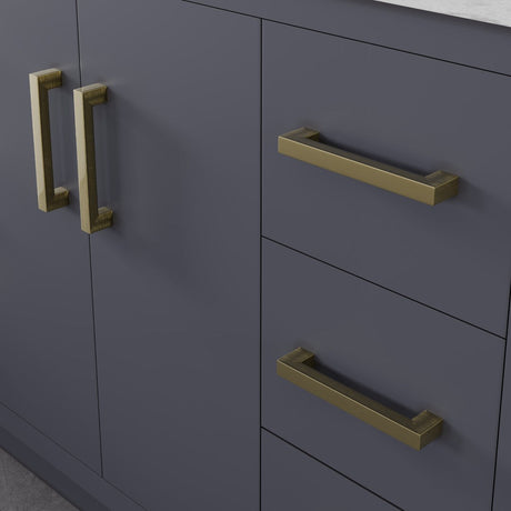 Curio 48 in. Dark Blue Single Sink Bath Vanity with Carrara Quartz Top and Undermount Porcelain Sink