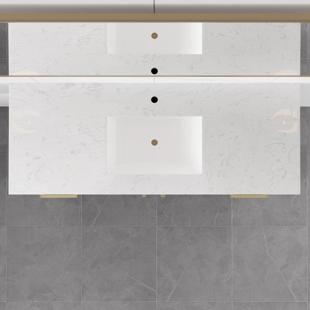 Curio 48 in. Dark Blue Single Sink Bath Vanity with Carrara Quartz Top and Undermount Porcelain Sink