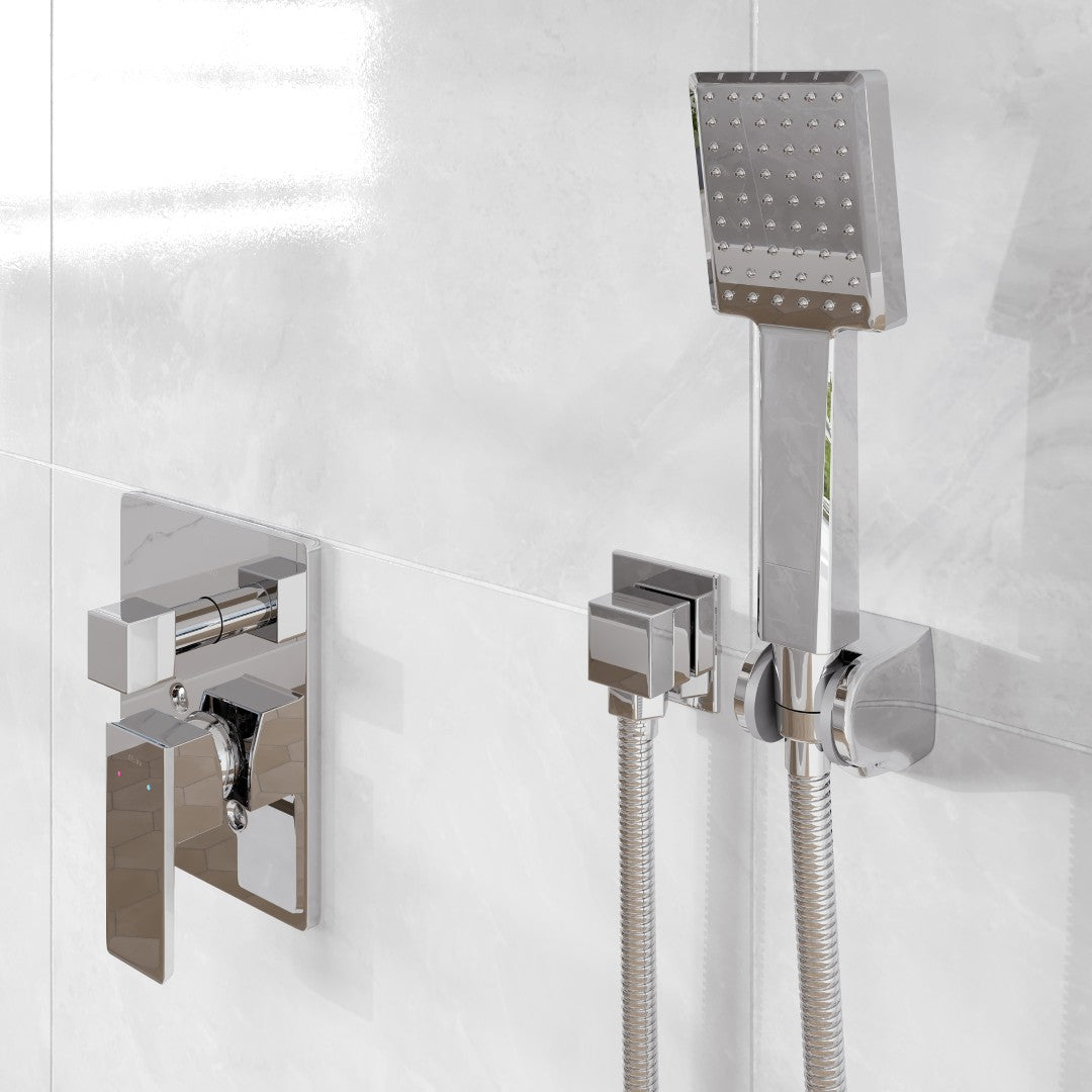 Eviva Edge Shower System with Slide Bar Hand-Shower and Thermostatic Valve in Chrome