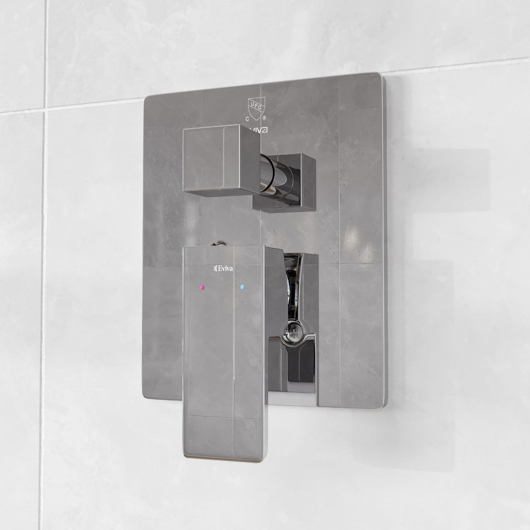 Eviva Edge Shower System with Slide Bar Hand-Shower and Thermostatic Valve in Chrome