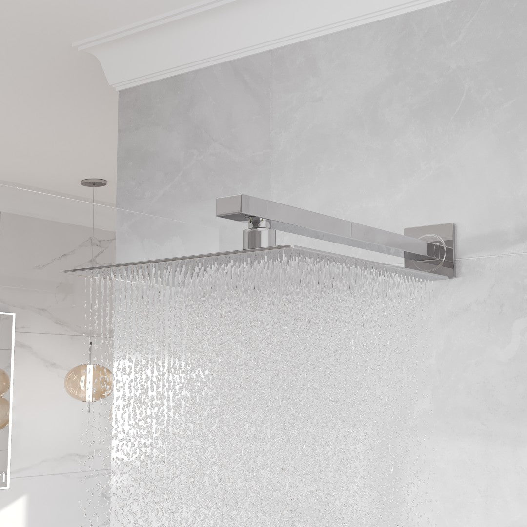 Eviva Edge Shower System with Slide Bar Hand-Shower and Thermostatic Valve in Chrome