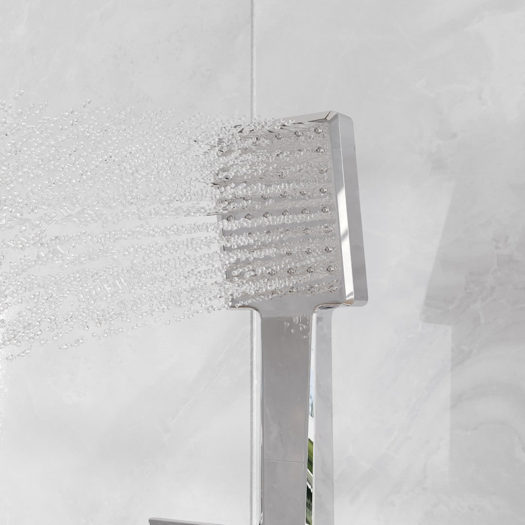 Eviva Edge Shower System with Slide Bar Hand-Shower and Thermostatic Valve in Chrome