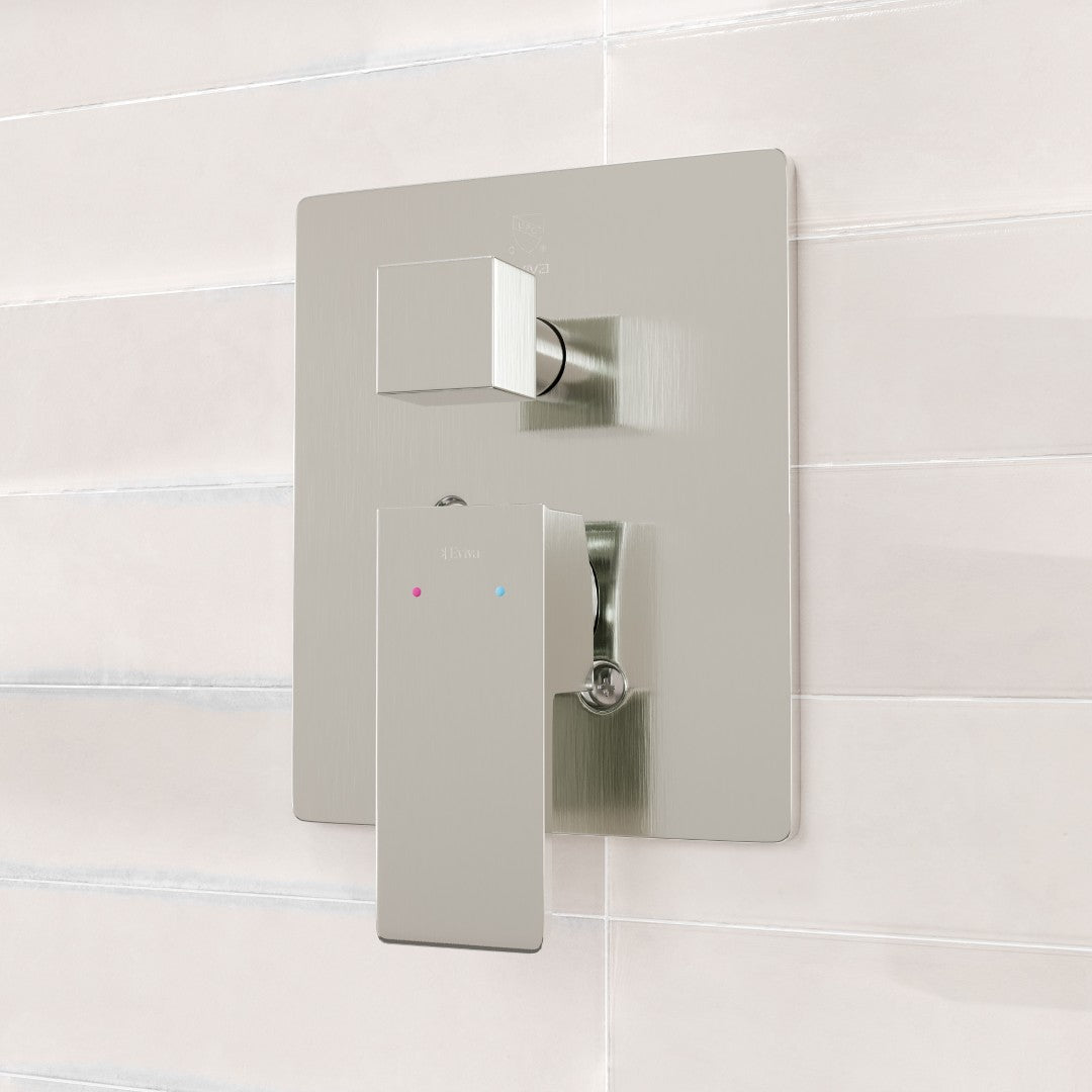 Eviva Edge Shower System with Slide Bar Hand-Shower and Thermostatic Valve in Brushed Nickel