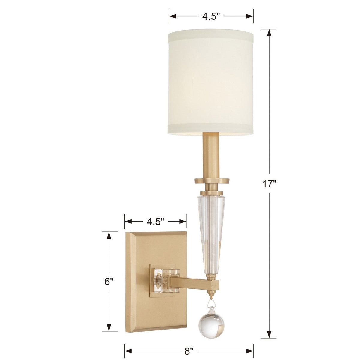 Paxton 1 Light Aged Brass Sconce 8101-AG