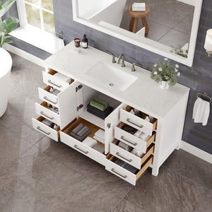 Aberdeen 60 in. White Single Sink Bath Vanity with Carrara Quartz Top and Undermount Porcelain Sink
