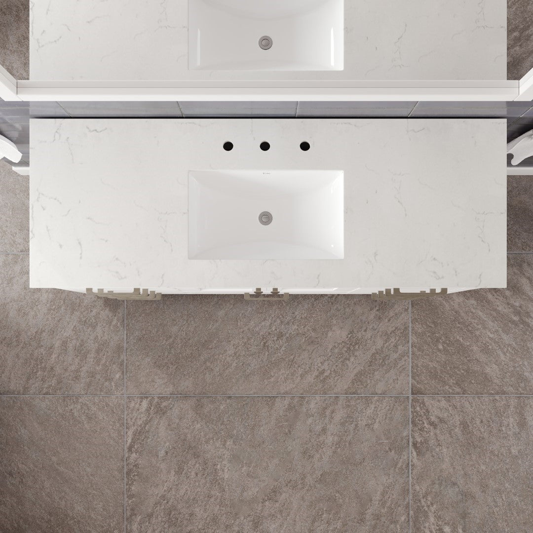 Aberdeen 60 in. White Single Sink Bath Vanity with Carrara Quartz Top and Undermount Porcelain Sink