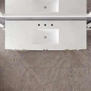 Aberdeen 60 in. White Single Sink Bath Vanity with Carrara Quartz Top and Undermount Porcelain Sink