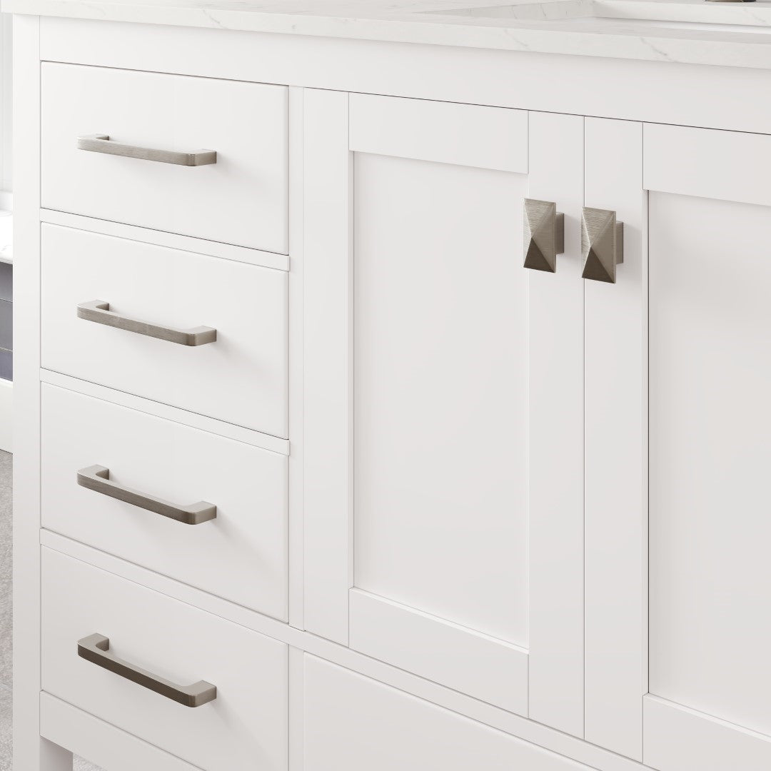 Aberdeen 60 in. White Single Sink Bath Vanity with Carrara Quartz Top and Undermount Porcelain Sink