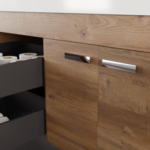 Lugano 60 in. Natural Oak Wall Mount Double Sink  Bath Vanity with Acrylic Top and Integrated Sinks