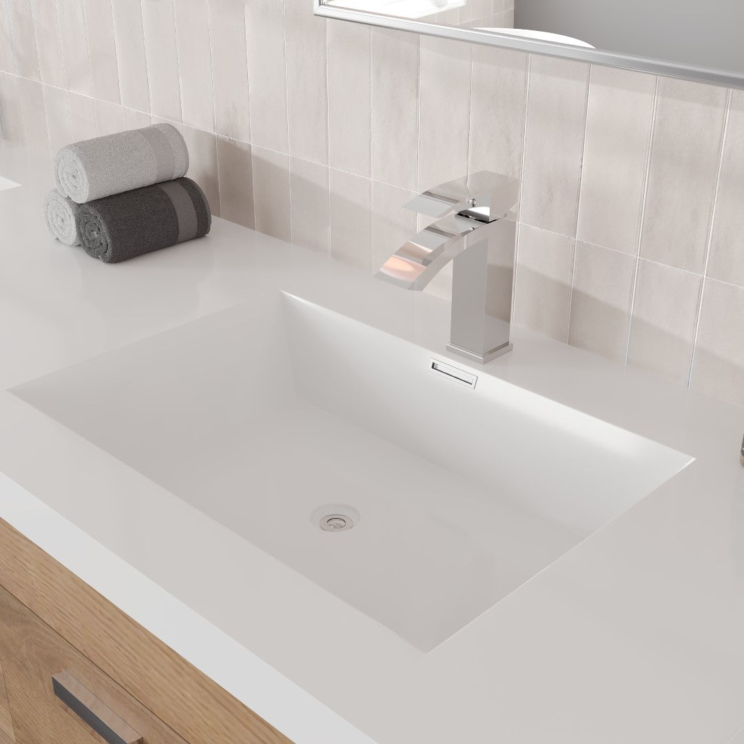 Lugano 72 in. Natural Oak Wall Mount Double Sink  Bath Vanity with Acrylic Top and Integrated Sinks