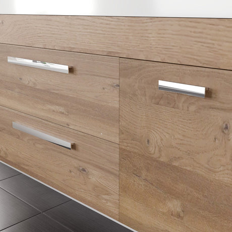 Lugano 72 in. Natural Oak Wall Mount Double Sink  Bath Vanity with Acrylic Top and Integrated Sinks