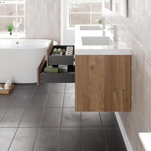 Lugano 72 in. Natural Oak Wall Mount Double Sink  Bath Vanity with Acrylic Top and Integrated Sinks