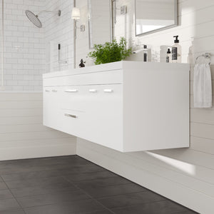 Lugano 72 in. White Wall Mount Double Sink  Bath Vanity with Acrylic Top and Integrated Sinks