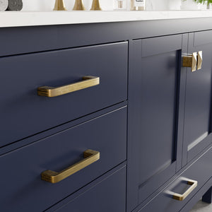 Aberdeen 84 in. Blue Double Sink  Bath Vanity with Carrara Quartz Top and Undermount Porcelain Sinks