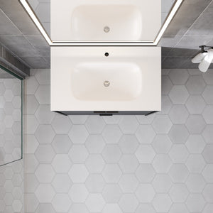 Onyx 34 in. Gray Wall Mount Single Sink Bath Vanity with Solid Surface Top and Integrated Sink