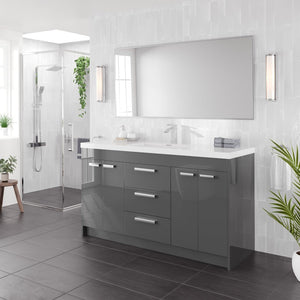 Lugano 60 in. Gray Single Sink Bath Vanity with Acrylic Top and Integrated Sink