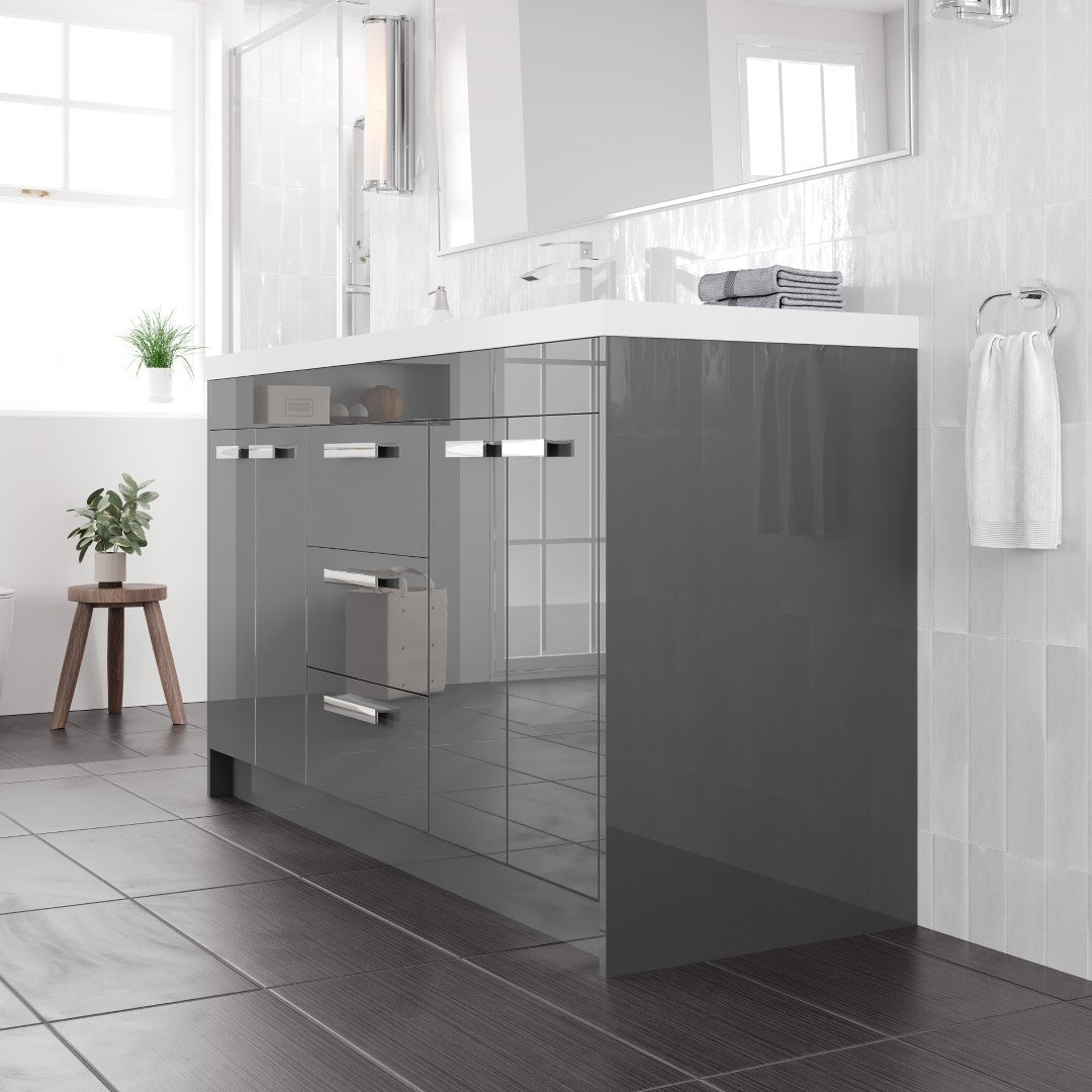 Lugano 60 in. Gray Single Sink Bath Vanity with Acrylic Top and Integrated Sink