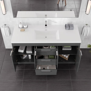 Lugano 60 in. Gray Single Sink Bath Vanity with Acrylic Top and Integrated Sink